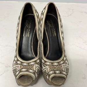 Vintage Donald Pliner Made in Italy Gorgeous Beaded Pumps